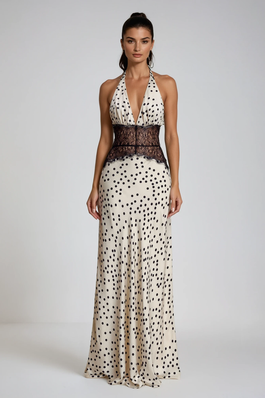 Clara™ | Vestido Maxi Lunares con Encaje Elegante